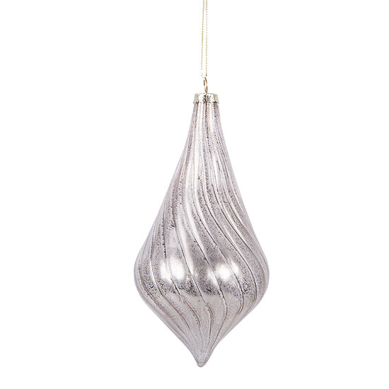 Clayre &amp; Eef   | Kerstbal Zilverkleurig &oslash; 8x17 cm | 6GL5143