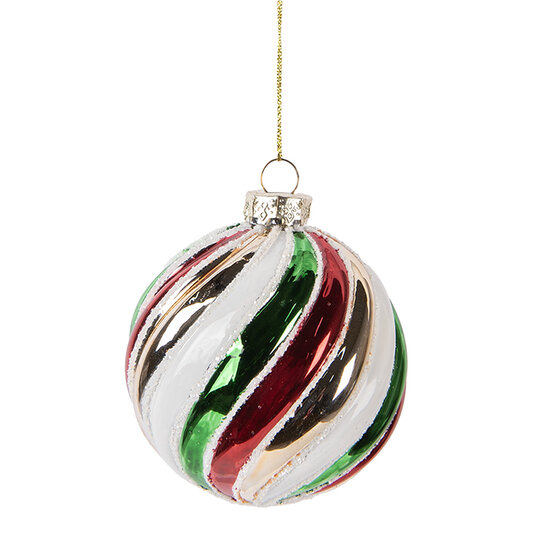 Clayre &amp; Eef   | Kerstbal Meerkleurig &oslash; 8x8 cm | 6GL5174