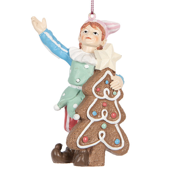 Clayre &amp; Eef   | Decoratie hanger elf Groen Bruin 8x4x11 cm | 6PR5298