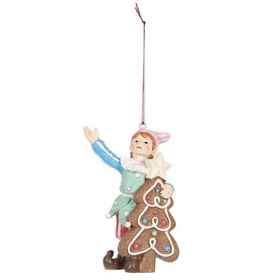 Clayre &amp; Eef   | Decoratie hanger elf Groen Bruin 8x4x11 cm | 6PR5298