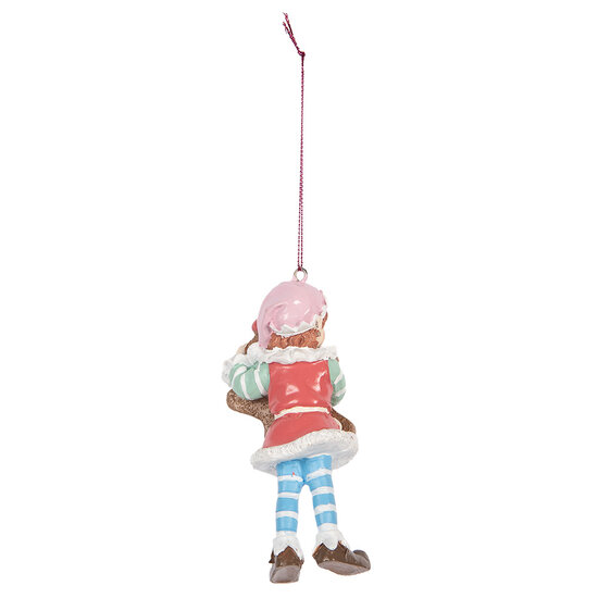 Clayre & Eef | Decoratie hanger elf Bruin Blauw 5x4x11 cm | 6PR5299