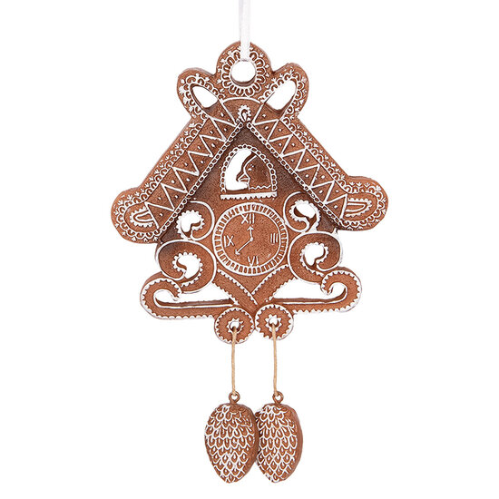 Clayre & Eef | Decoratie hanger huisje Bruin Wit 12x2x18 cm | 6PR5315