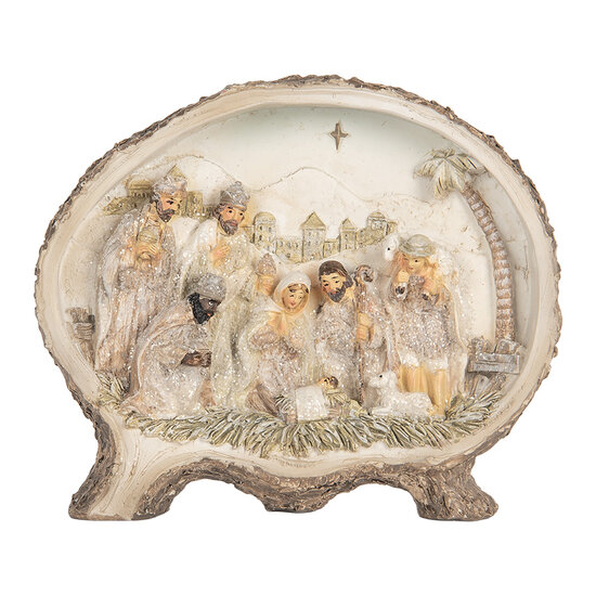 Clayre &amp; Eef   | Kerstdecoratie Kerstgroep Bruin Beige 18x4x15 cm | 6PR5919