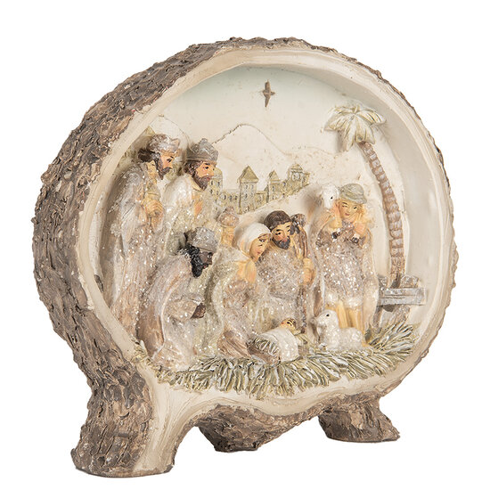 Clayre &amp; Eef   | Kerstdecoratie Kerstgroep Bruin Beige 18x4x15 cm | 6PR5919