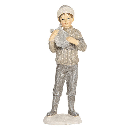 Clayre & Eef | Kerstdecoratie Kinderen set van 2 Grijs 8x7x22 cm | 6PR5920