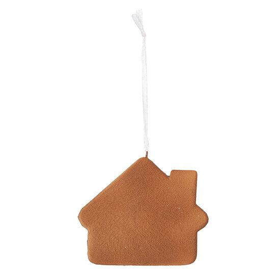 Clayre & Eef | Decoratie hanger huisje Wit Bruin 9x1x8 cm | 6PR5329