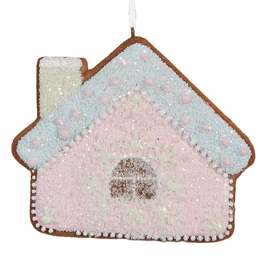 Clayre & Eef | Decoratie hanger huisje Roze Blauw 9x1x8 cm | 6PR5340