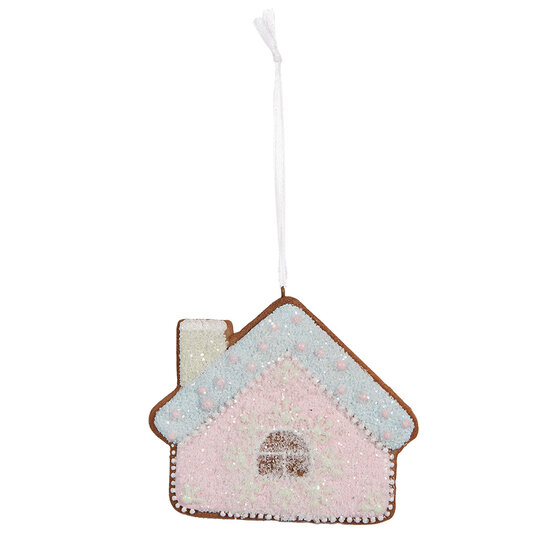 Clayre & Eef | Decoratie hanger huisje Roze Blauw 9x1x8 cm | 6PR5340
