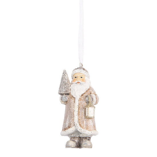 Clayre & Eef | Decoratie hanger kerstman Beige Wit 5x4x9 cm | 6PR5661
