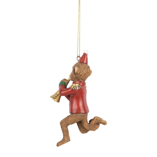 Clayre & Eef | Decoratie Hanger Aap Bruin Rood 7x3x11 cm | 6PR5666