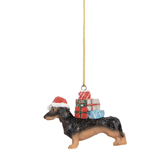 Clayre & Eef | Decoratie hanger Hond Bruin Zwart 7x2x6 cm | 6PR5667