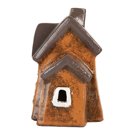 Clayre & Eef | Decoratie Huisje Oranje Grijs 20x11x16 cm | 6CE2201
