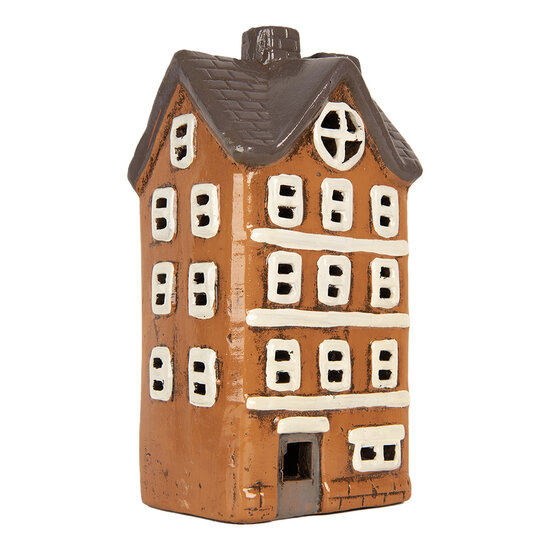 Clayre & Eef | Decoratie Huisje Oranje Grijs 12x10x23 cm | 6CE2202