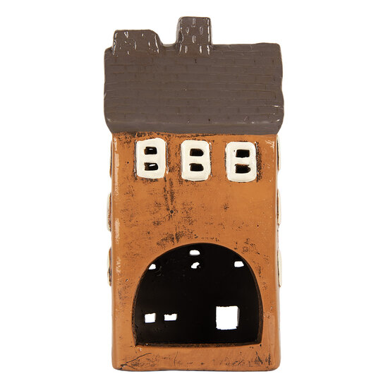 Clayre & Eef | Decoratie Huisje Oranje Grijs 12x10x23 cm | 6CE2202