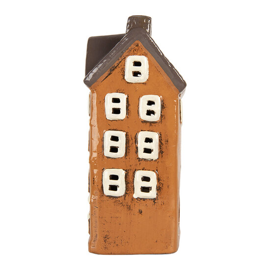 Clayre & Eef | Decoratie Huisje Oranje Grijs 12x10x23 cm | 6CE2202