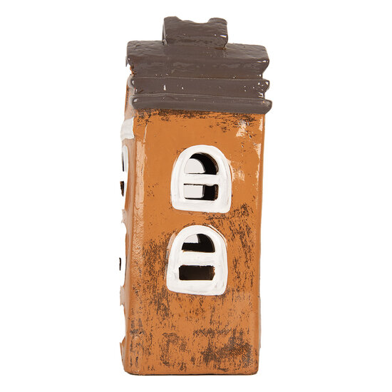 Clayre & Eef | Decoratie Huisje Oranje Grijs 13x10x24 cm | 6CE2203