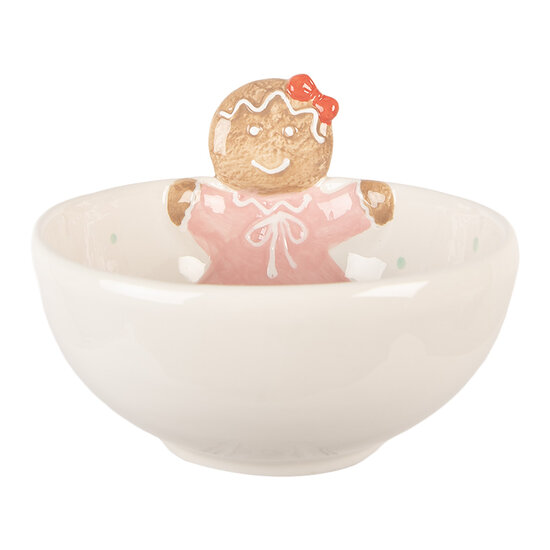 Clayre & Eef | Serveerschaaltje Wit Roze 18x17x12 cm / 700 ml | 6CE2216