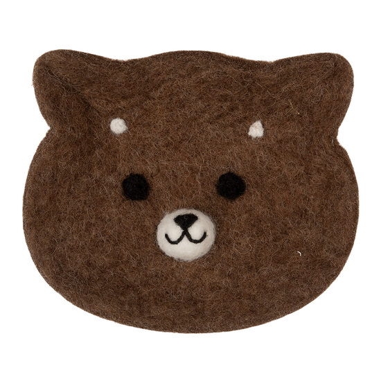 Clayre &amp; Eef   | Vilten schaal Beer Bruin Wit 15x13x3 cm | 66302