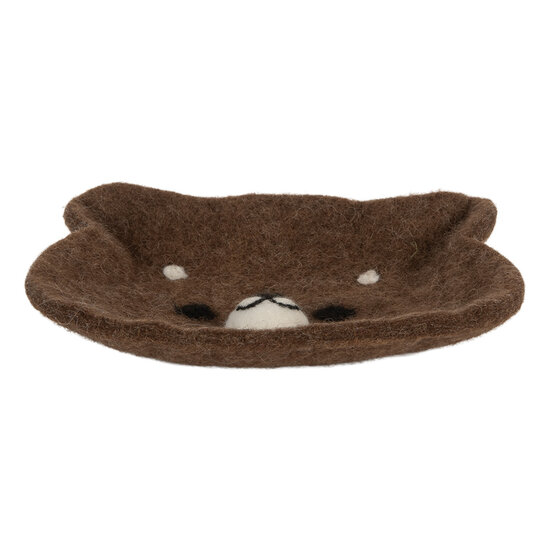 Clayre &amp; Eef   | Vilten schaal Beer Bruin Wit 15x13x3 cm | 66302