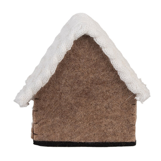 Clayre & Eef | Vilten Huis Bruin Wit 13x10x13 cm | 66306