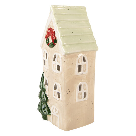 Clayre & Eef | Decoratie Huisje Beige Groen 9x8x20 cm | 6CE2221