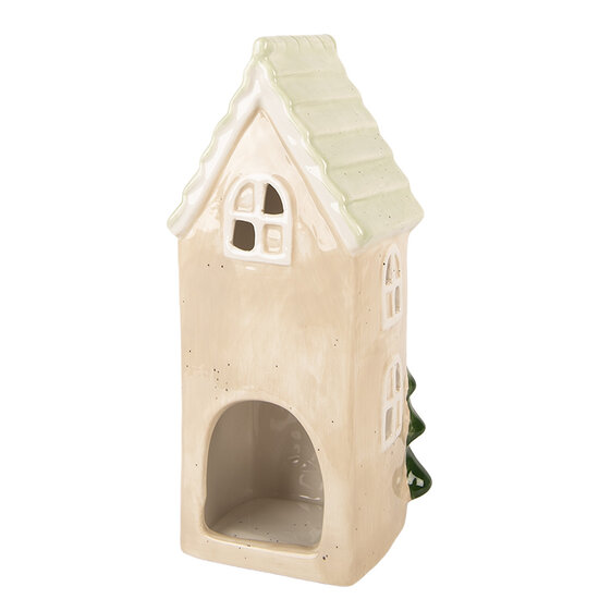 Clayre & Eef | Decoratie Huisje Beige Groen 9x8x20 cm | 6CE2221