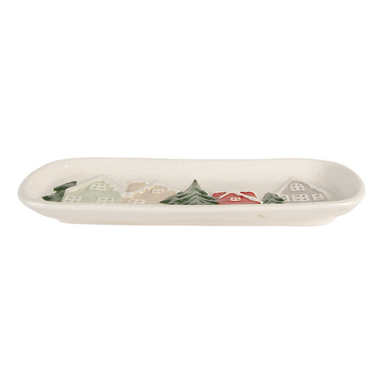 Clayre &amp; Eef   | Serveerschaal Wit Groen 30x12x3 cm | 6CE2223