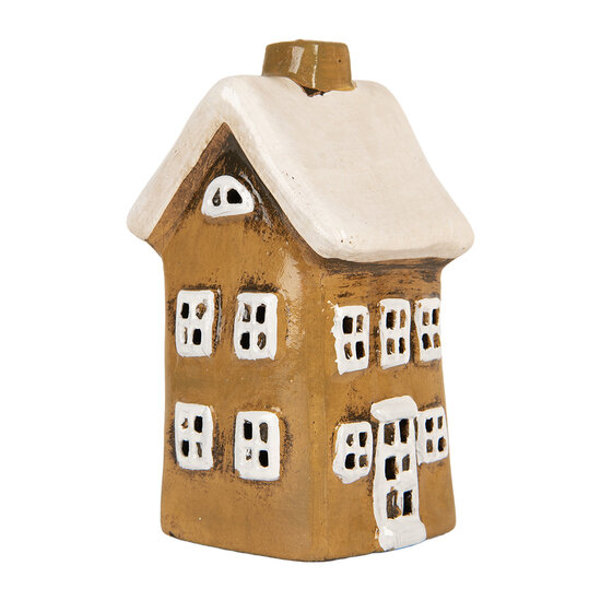 Clayre & Eef | Decoratie Huisje Bruin Beige 8x7x14 cm | 6CE2183