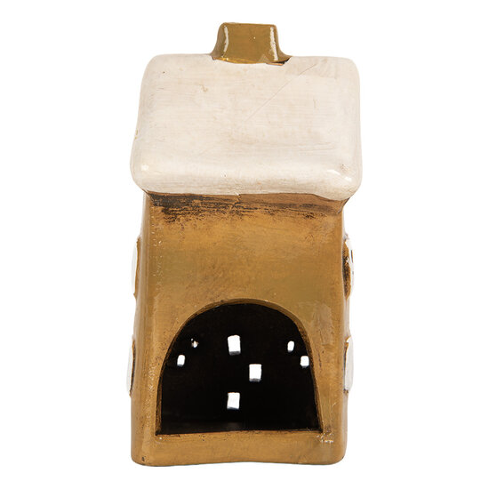 Clayre & Eef | Decoratie Huisje Bruin Beige 8x7x14 cm | 6CE2183
