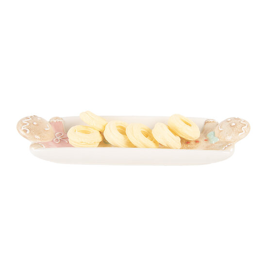 Clayre & Eef | Serveerschaal Wit Bruin 31x10x5 cm | 6CE2224