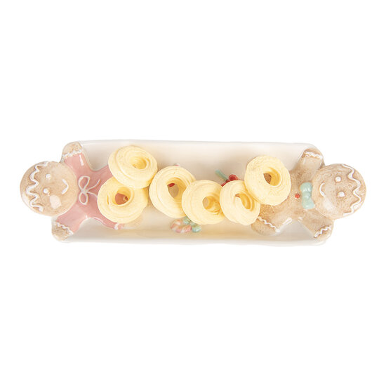 Clayre & Eef | Serveerschaal Wit Bruin 31x10x5 cm | 6CE2224