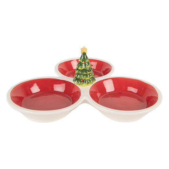 Clayre &amp; Eef   | Serveerschaal Rood Wit 26x26x10 cm | 6CE2225