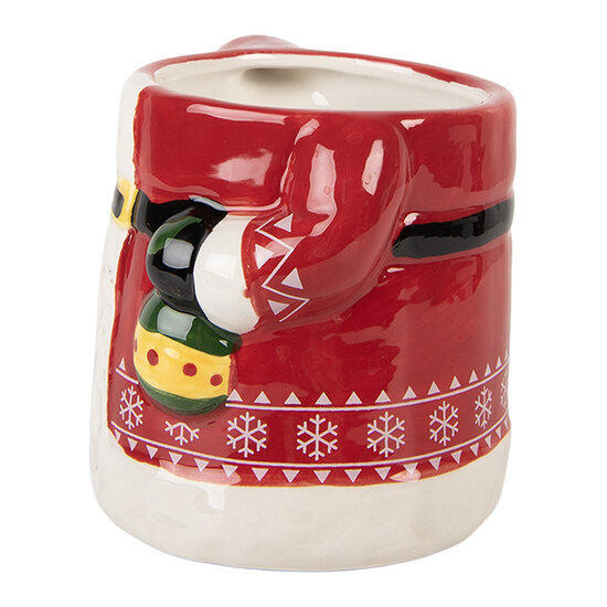 Clayre & Eef | Mok met deksel Rood Wit 15x10x19 cm / 450 ml | 6CEMU0196