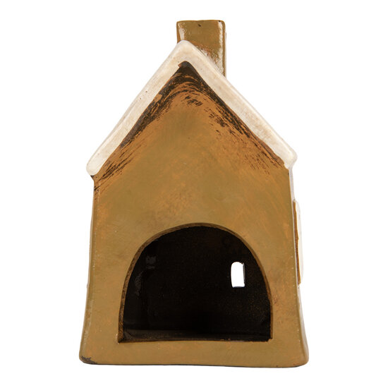 Clayre & Eef | Decoratie Huisje Bruin Beige 12x8x18 cm | 6CE2187