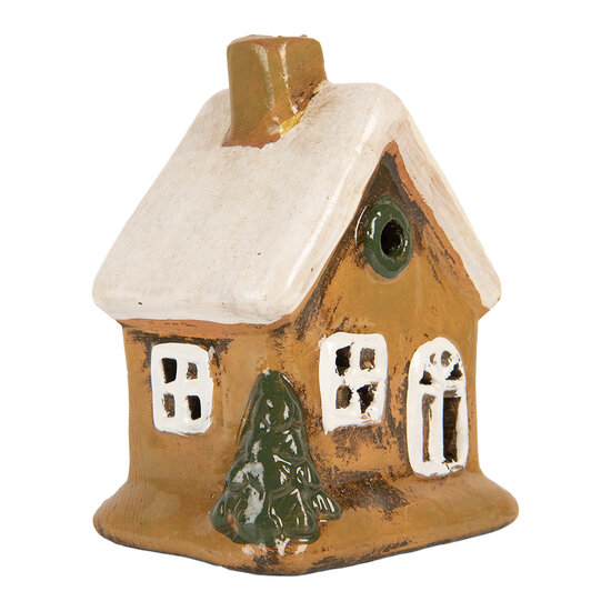 Clayre & Eef | Decoratie Huisje Bruin Beige 9x7x11 cm | 6CE2189