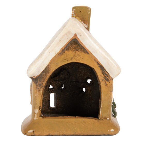 Clayre & Eef | Decoratie Huisje Bruin Beige 9x7x11 cm | 6CE2189