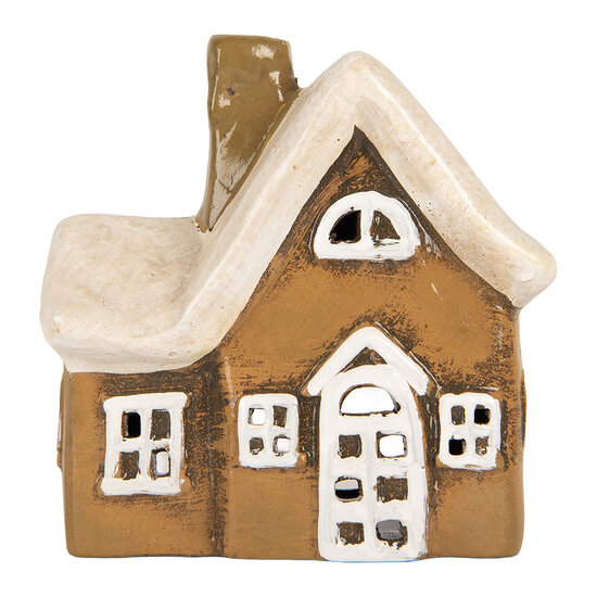 Clayre & Eef | Decoratie Huisje Bruin Beige 13x7x13 cm | 6CE2192