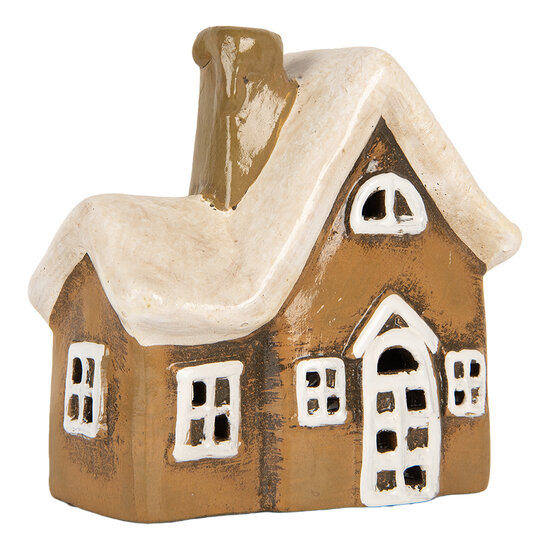 Clayre & Eef | Decoratie Huisje Bruin Beige 13x7x13 cm | 6CE2192