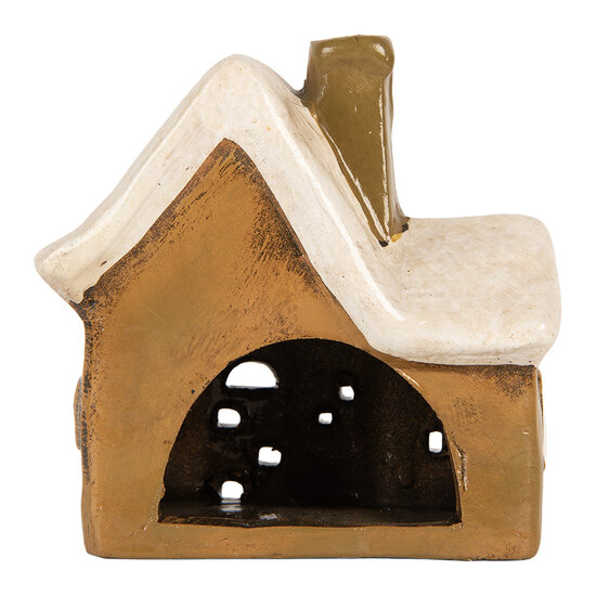 Clayre & Eef | Decoratie Huisje Bruin Beige 13x7x13 cm | 6CE2192