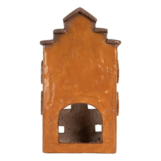Clayre & Eef | Decoratie Huisje Oranje Grijs 20x15x34 cm | 6MG0124