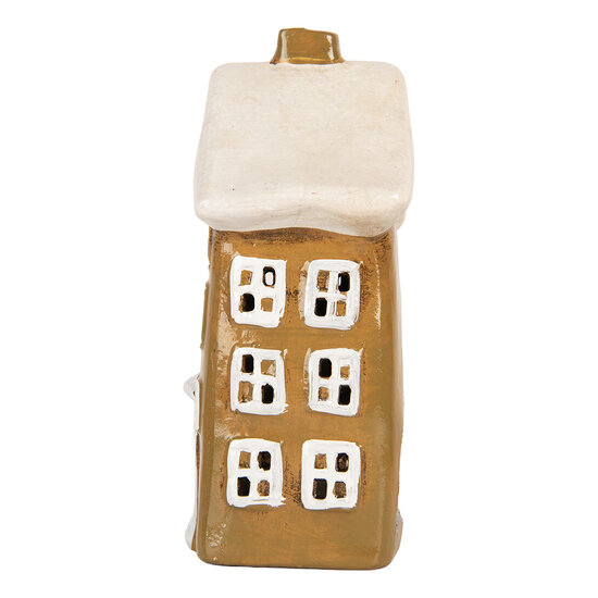 Clayre & Eef | Decoratie Huisje Bruin Beige 12x8x19 cm | 6CE2194