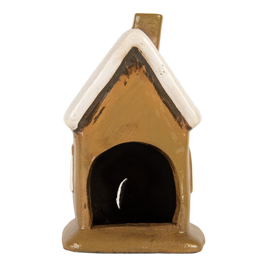 Clayre & Eef | Decoratie Huisje Bruin Beige 10x10x16 cm | 6CE2195