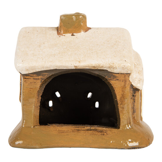 Clayre & Eef | Decoratie Huisje Bruin Beige 9x7x9 cm | 6CE2198