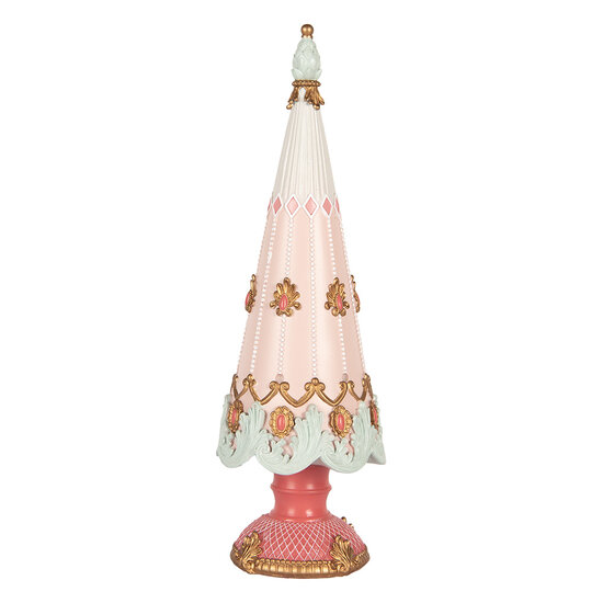 Clayre & Eef | Kerstdecoratie Kerstboom Roze Wit ø 10x30 cm | 6PR5399