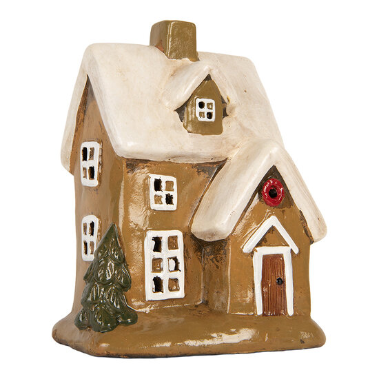 Clayre &amp; Eef   | Decoratie Huisje Bruin Beige 15x12x20 cm | 6CE2200