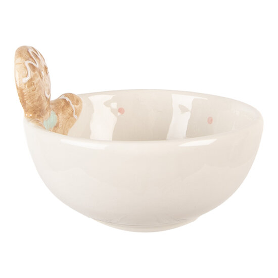 Clayre & Eef | Serveerschaaltje Wit Bruin ø 13x9 cm / 250 ml | 6CE2217