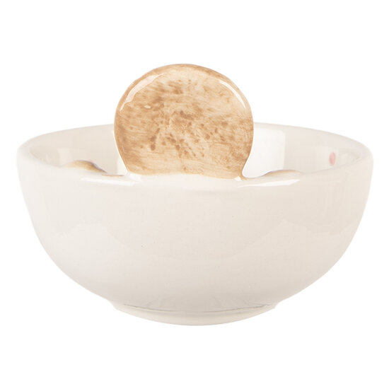 Clayre & Eef | Serveerschaaltje Wit Bruin ø 13x9 cm / 250 ml | 6CE2217