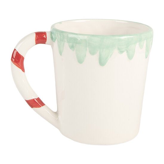 Clayre & Eef | Mok Wit Groen 13x10x10 cm / 400 ml | 6CEMU0195