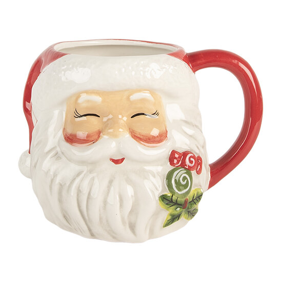 Clayre & Eef | Mok Rood Wit 16x12x11 cm / 550 ml | 6CEMU0197