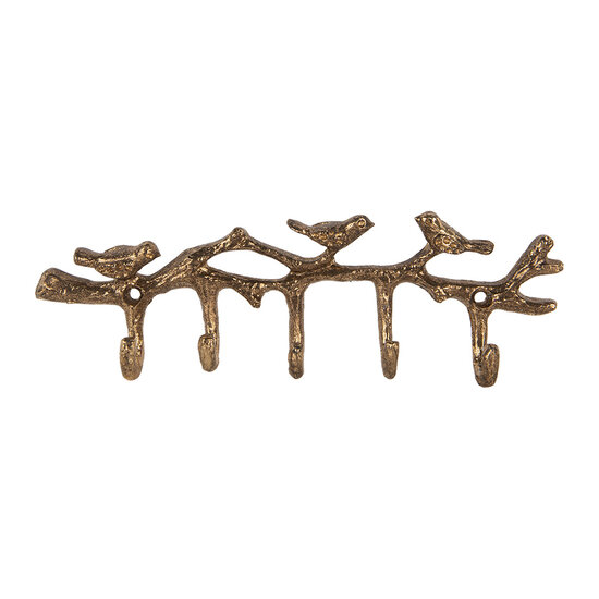 Clayre &amp; Eef   | Wandkapstok 5 haken Goudkleurig 18x2x6 cm | 6Y5883